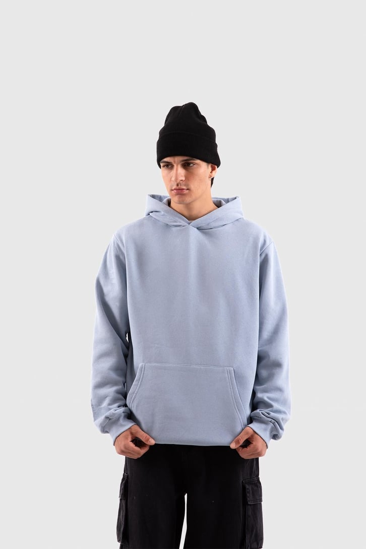 Basic Açık Mavi Oversize Hoodie