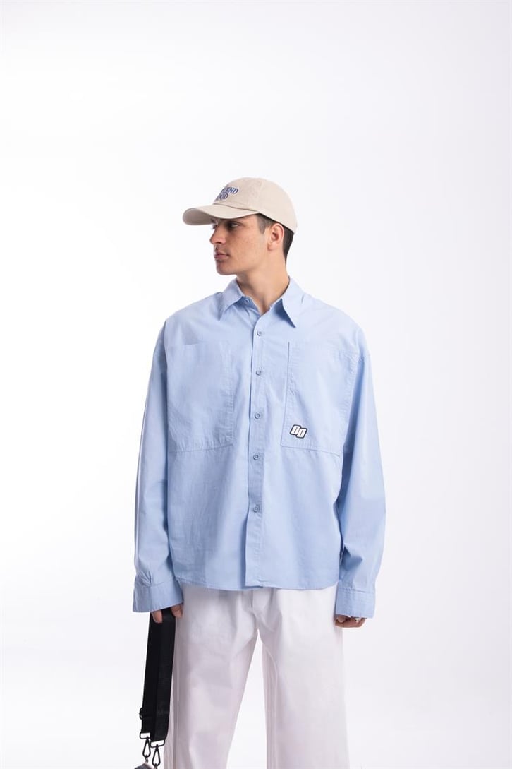 Basic Açık Mavi Uzun Kollu Poplin Gömlek