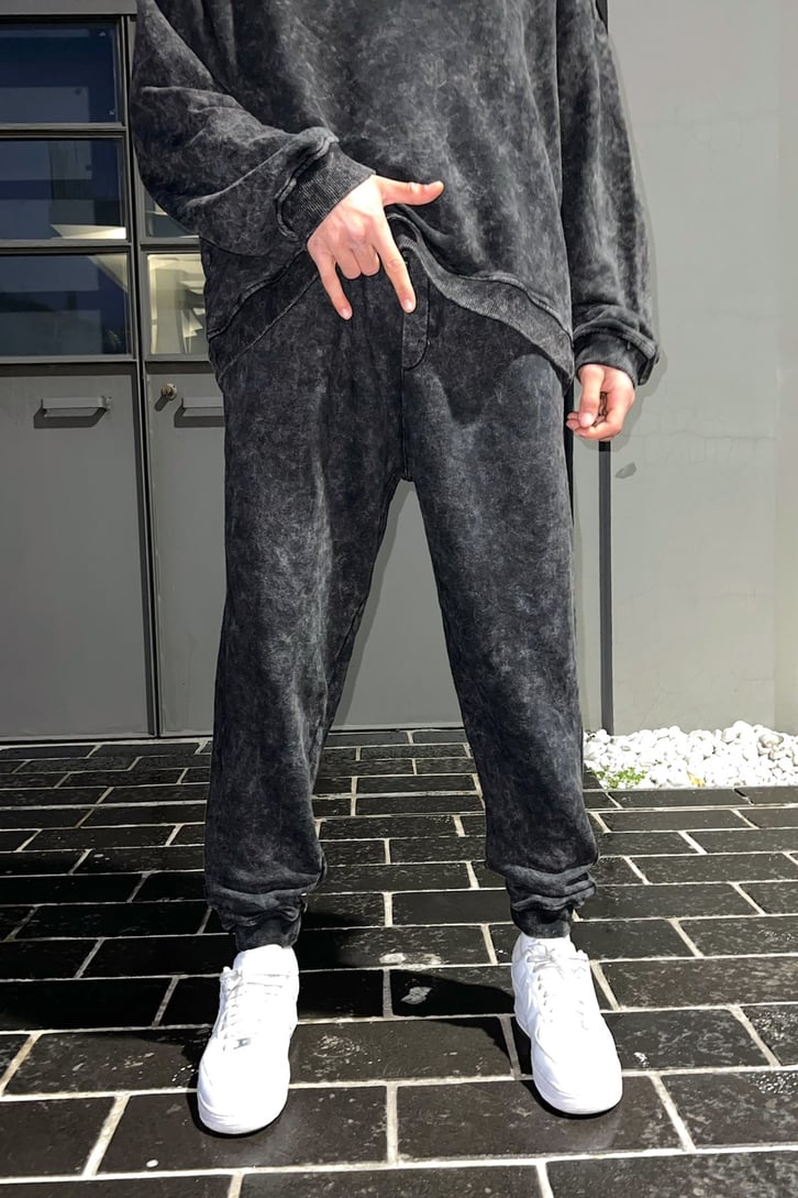 Basic Antrasit Acid Wash Outfit Eşofman Takımı