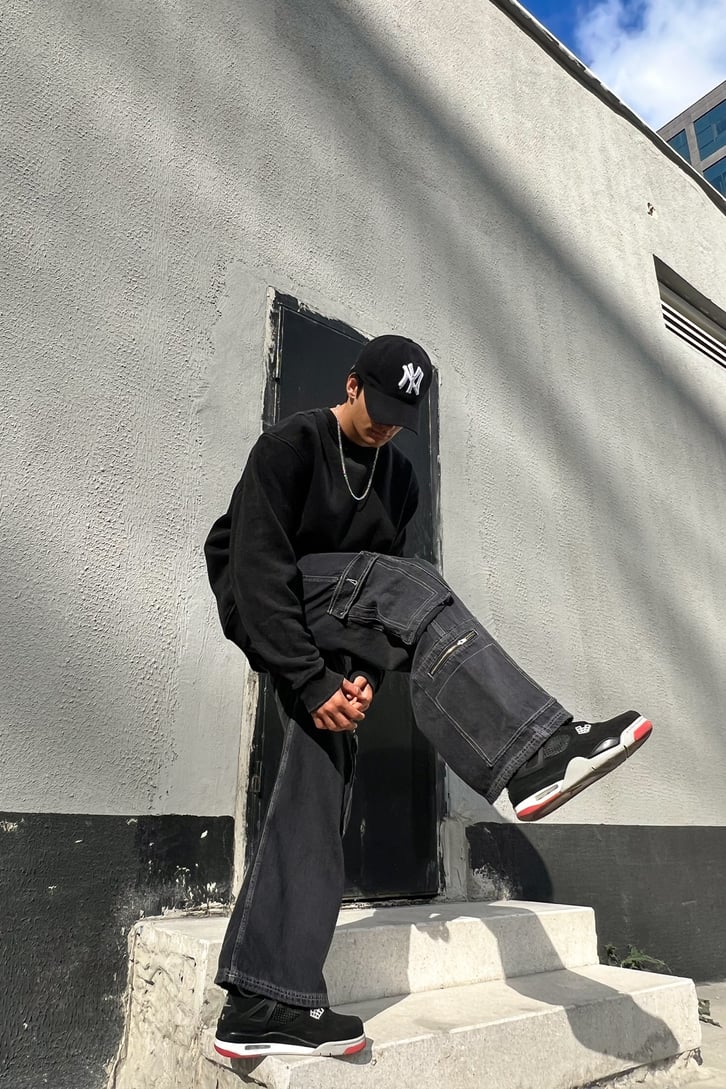 Basic Antrasit Acid Wash Oversize Sweatshirt