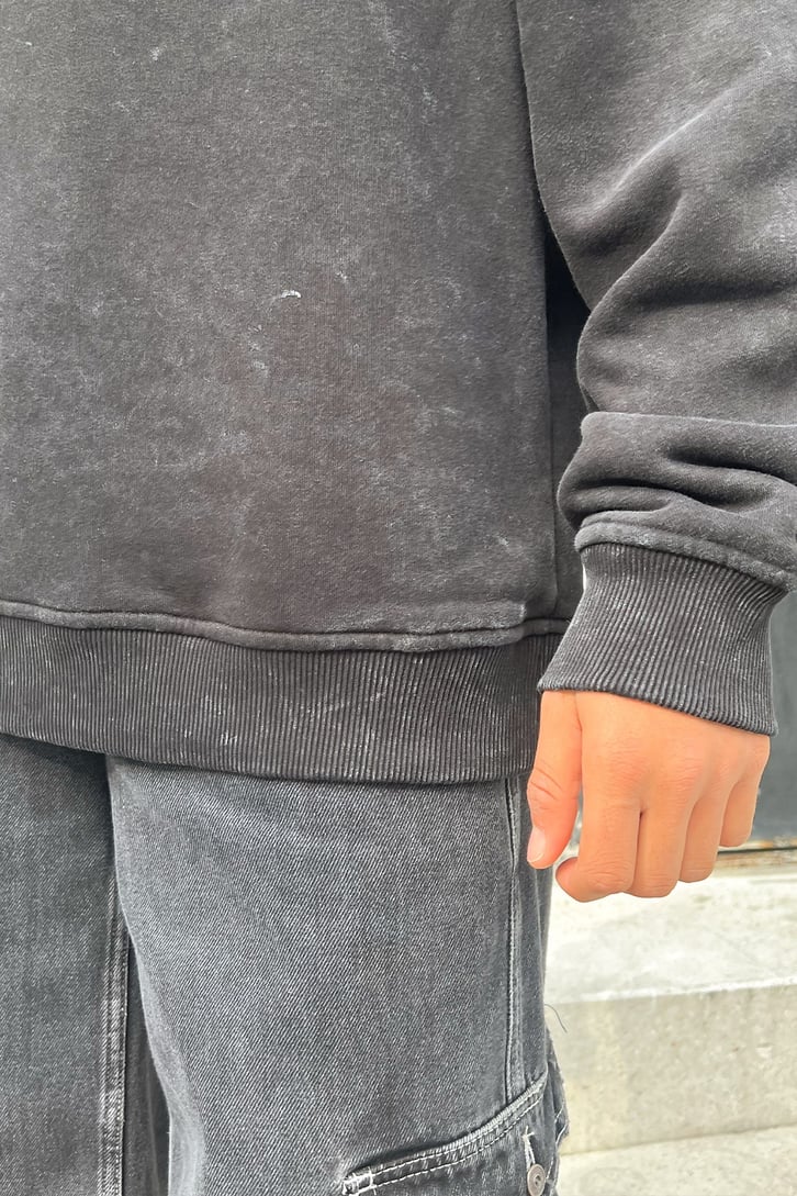 Basic Antrasit Acid Wash Oversize Sweatshirt