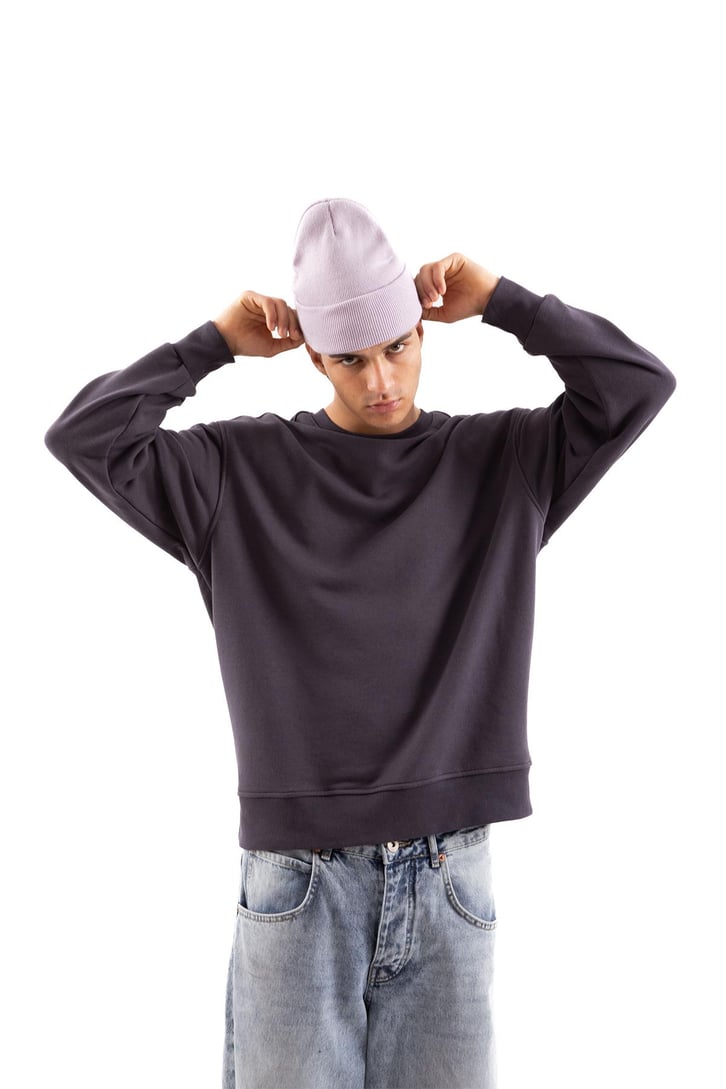 Basic Antrasit Oversize Sweatshirt