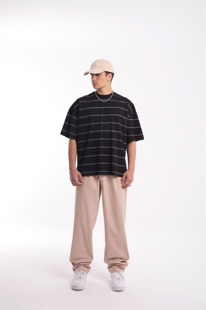 Basic Bej Baggy Pantolon