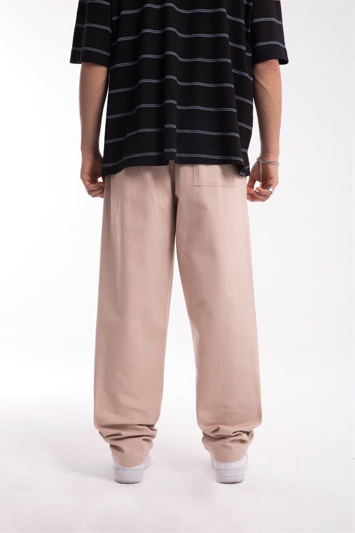 Basic Bej Baggy Pantolon