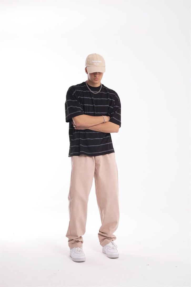 Basic Bej Baggy Pantolon