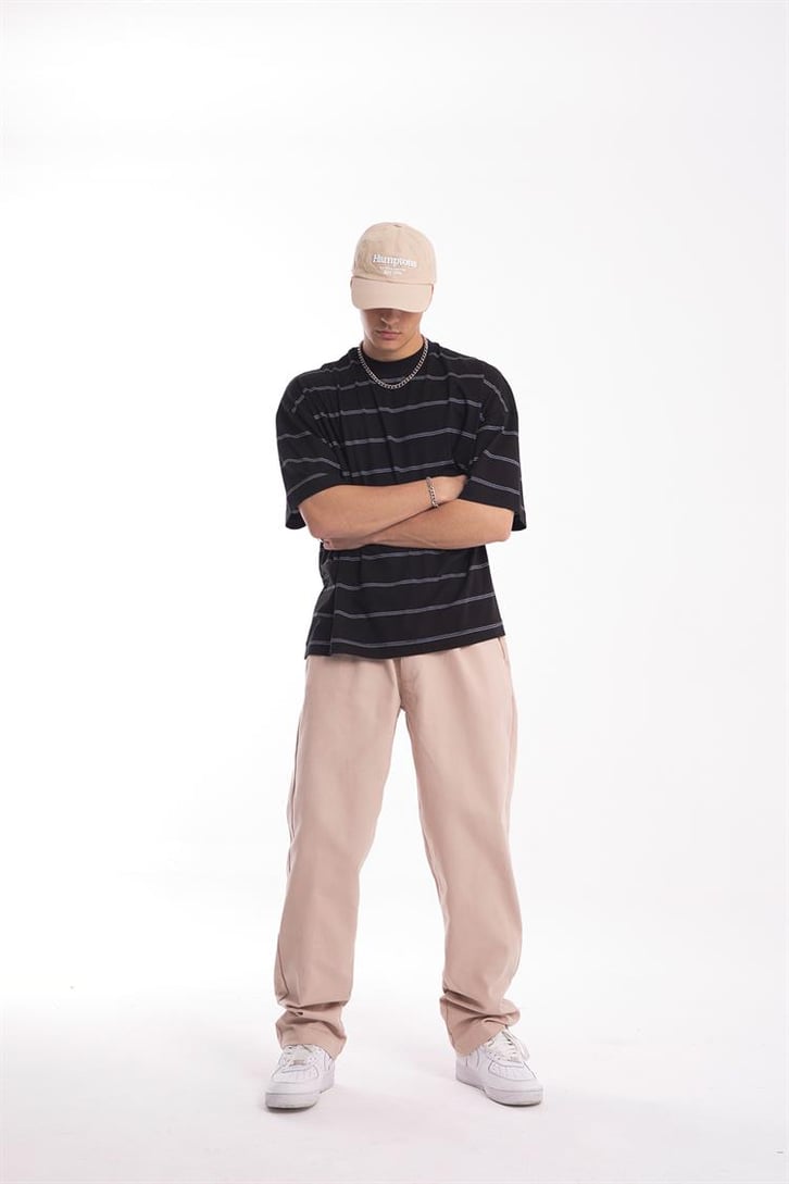 Basic Bej Baggy Pantolon