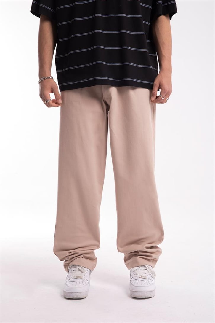 Basic Bej Baggy Pantolon