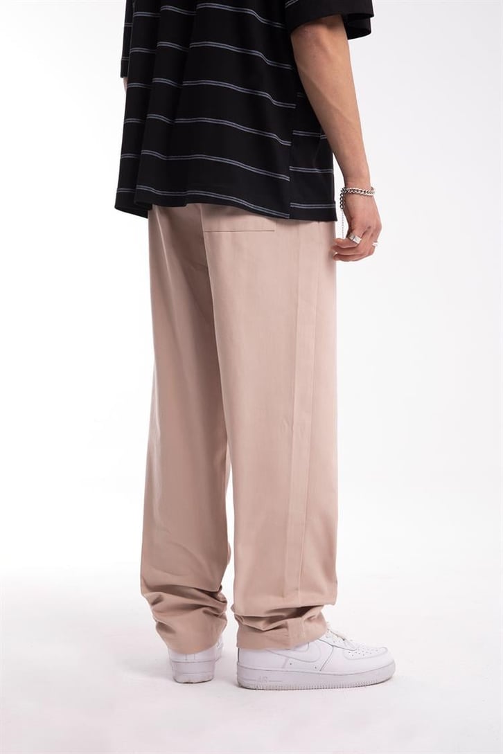 Basic Bej Baggy Pantolon