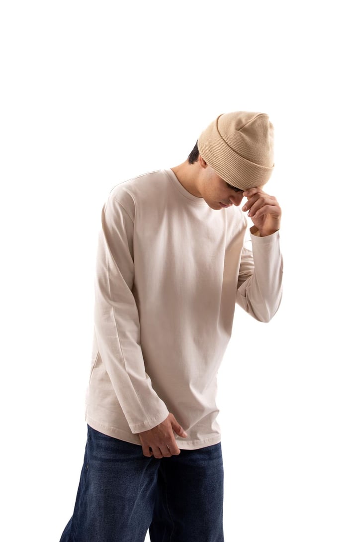 Basic Bej Long Sleeve Tişört