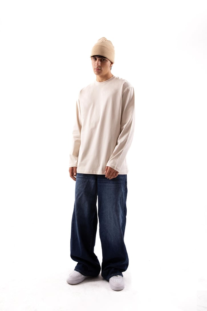 Basic Bej Long Sleeve Tişört