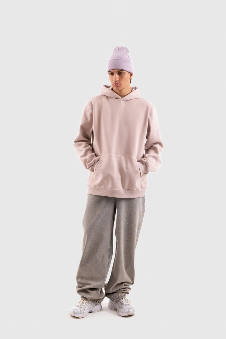 Basic Bej Oversize Hoodie