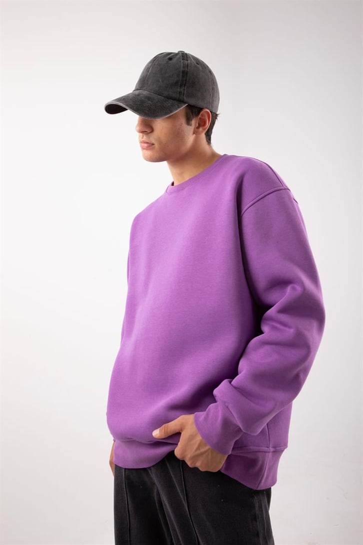 Basic Bej Oversize Sweatshirt