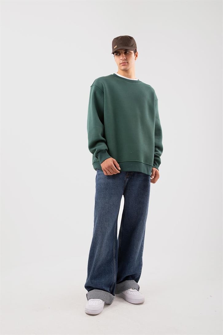 Basic Bej Oversize Sweatshirt