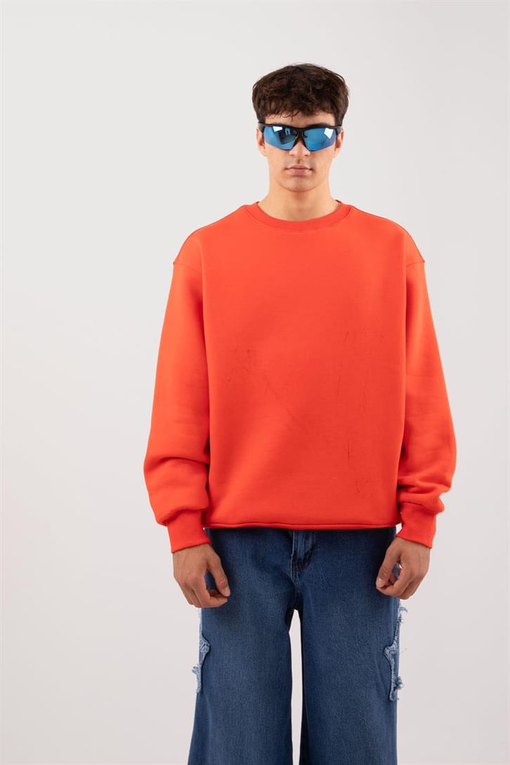 Basic Bej Oversize Sweatshirt
