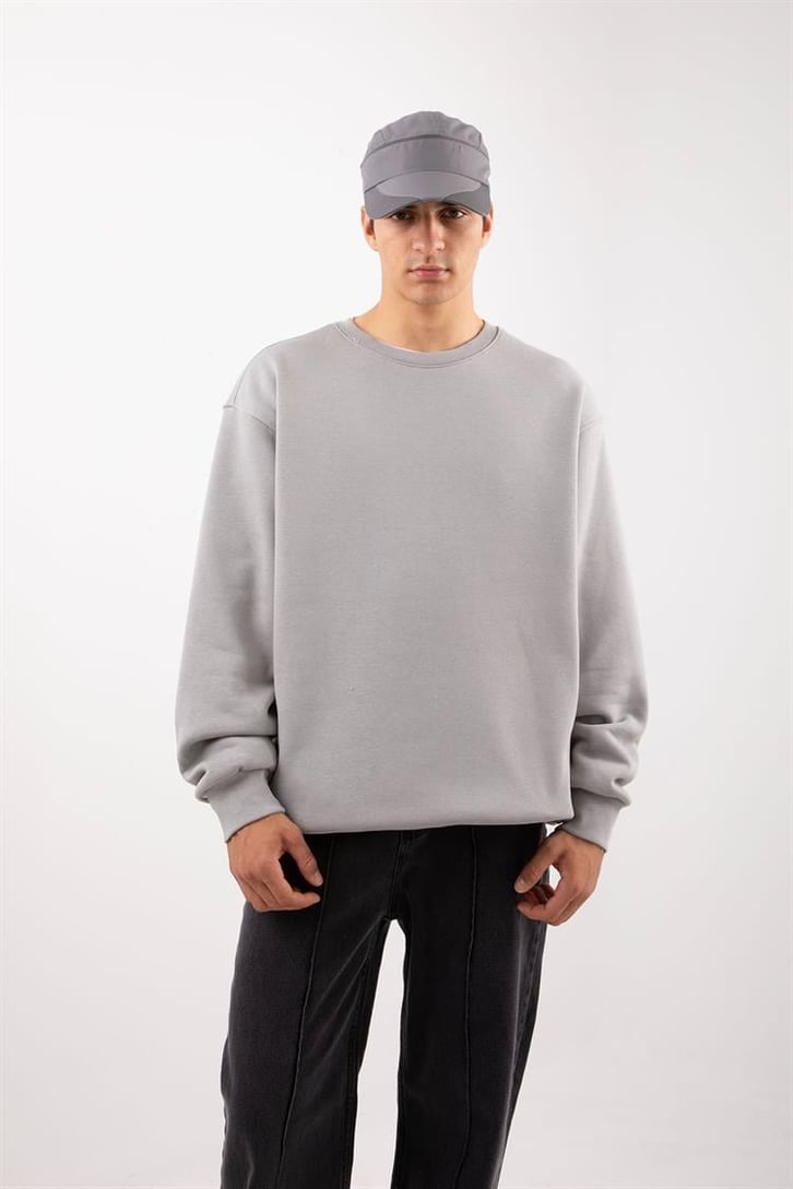 Basic Bej Oversize Sweatshirt