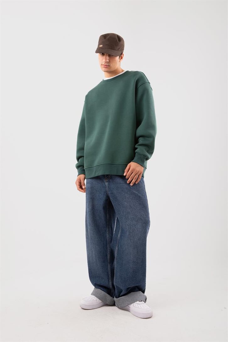 Basic Bej Oversize Sweatshirt
