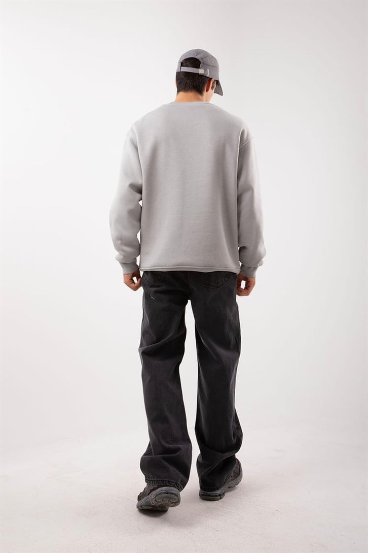 Basic Bej Oversize Sweatshirt