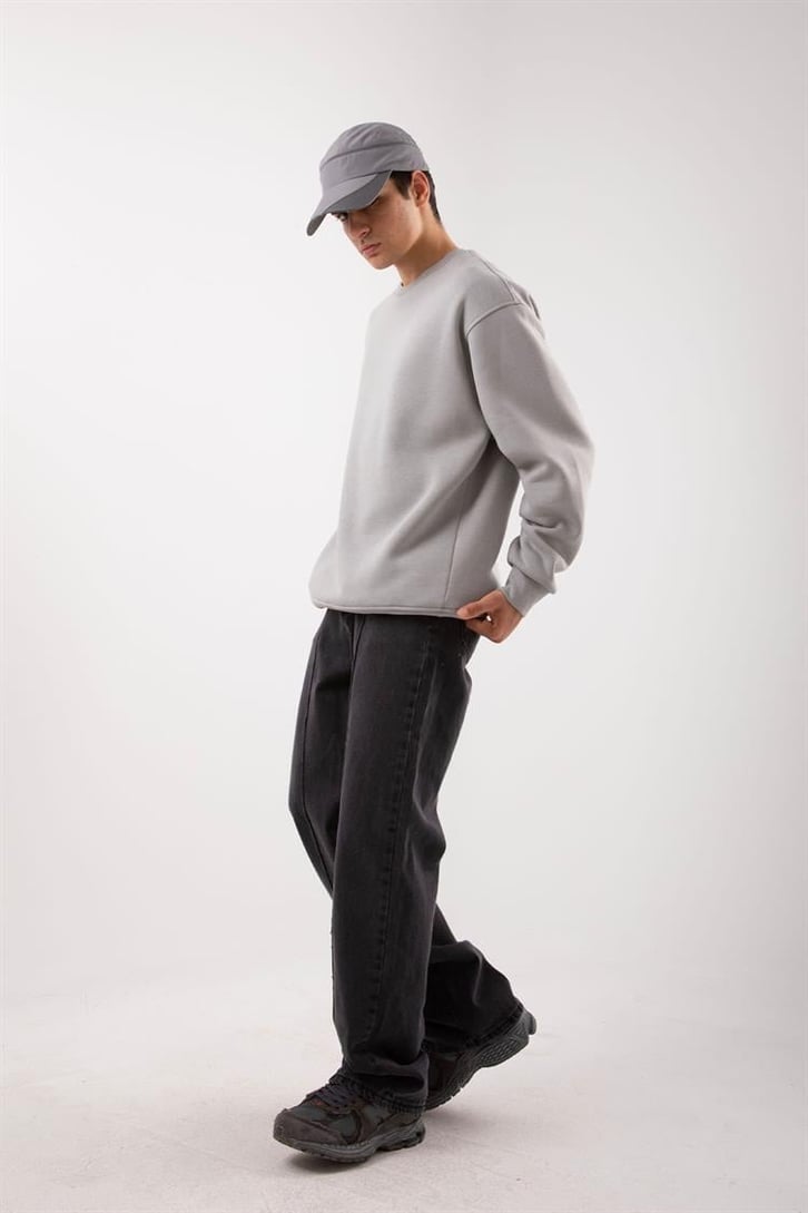 Basic Bej Oversize Sweatshirt