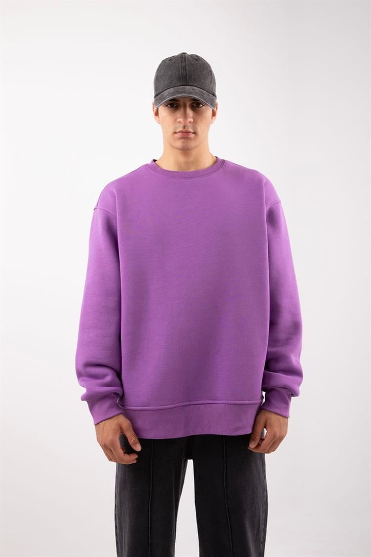Basic Bej Oversize Sweatshirt