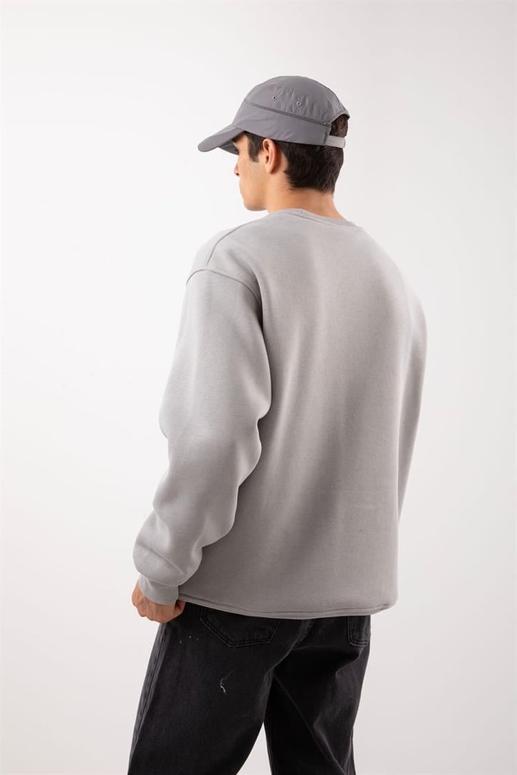 Basic Bej Oversize Sweatshirt