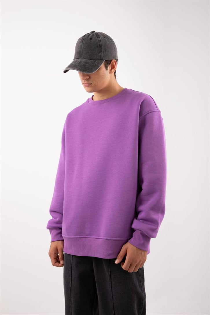 Basic Bej Oversize Sweatshirt