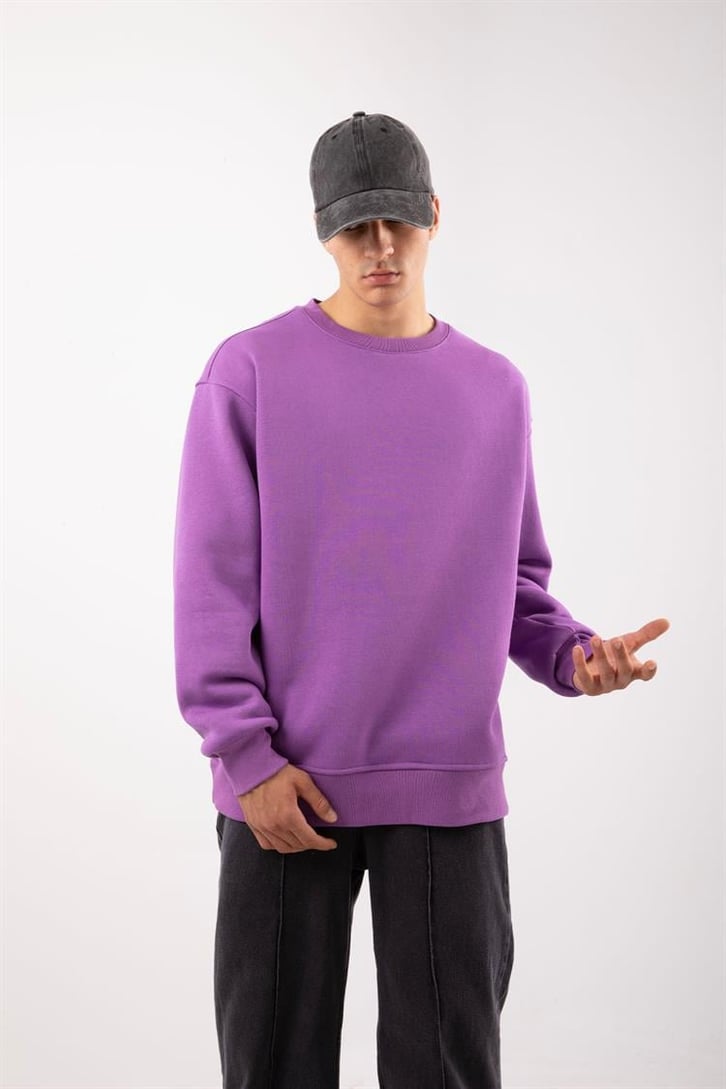 Basic Bej Oversize Sweatshirt