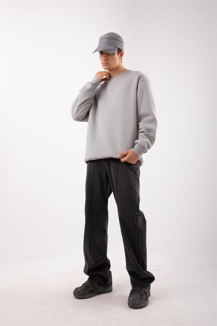 Basic Bej Oversize Sweatshirt