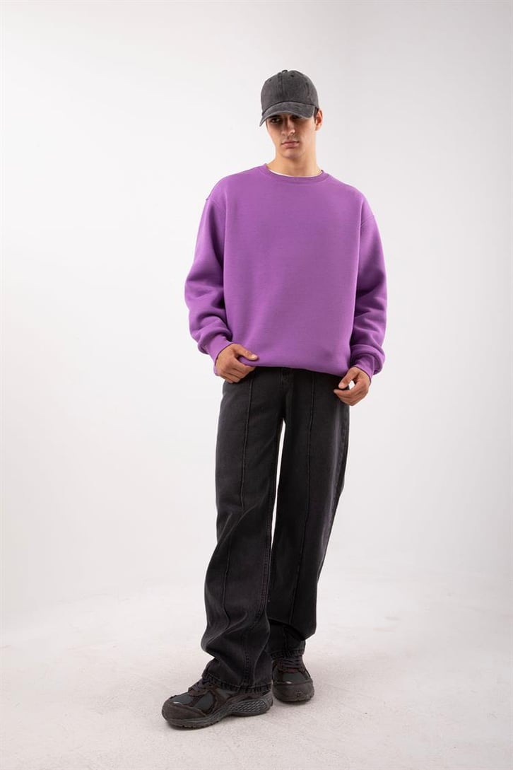 Basic Bej Oversize Sweatshirt