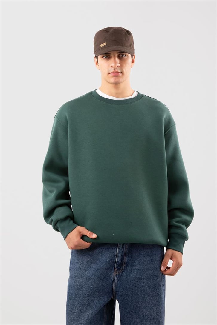 Basic Bej Oversize Sweatshirt