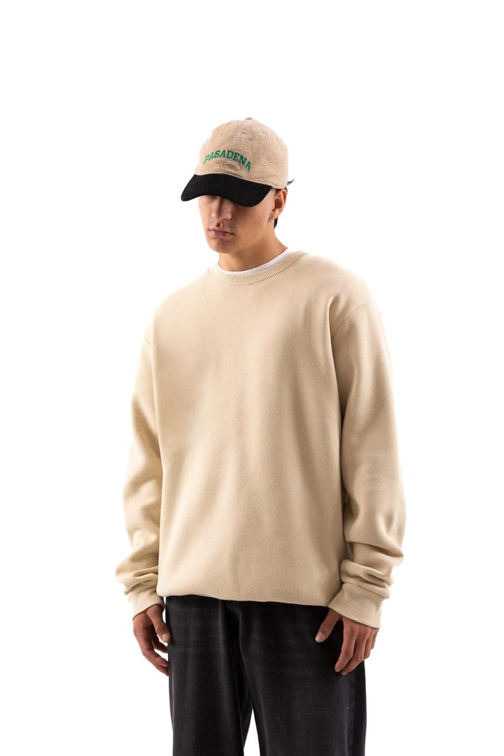 Basic Bej Oversize Sweatshirt