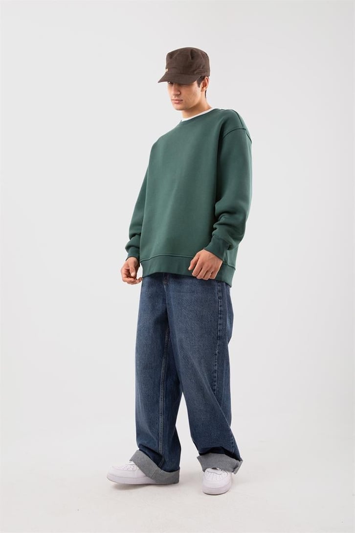 Basic Bej Oversize Sweatshirt