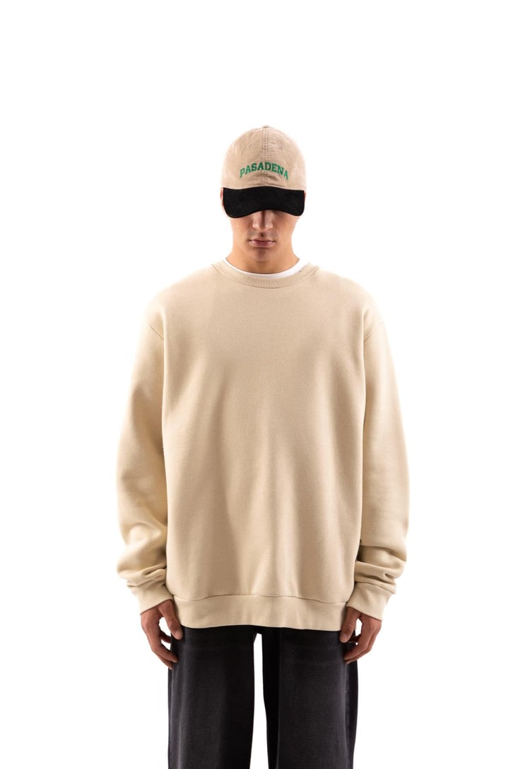Basic Bej Oversize Sweatshirt