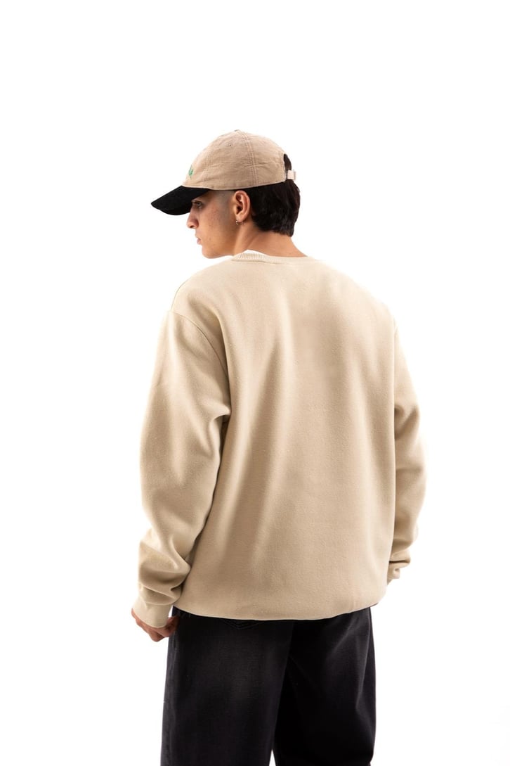 Basic Bej Oversize Sweatshirt