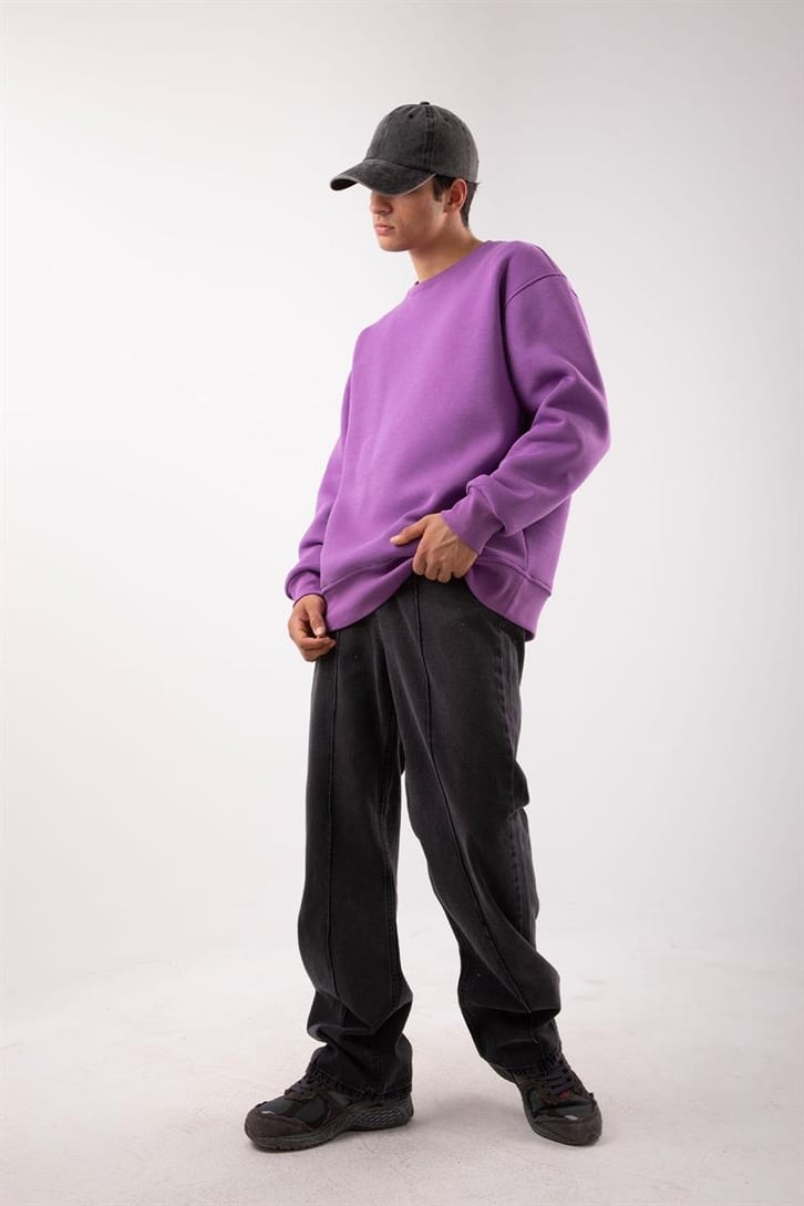 Basic Bej Oversize Sweatshirt
