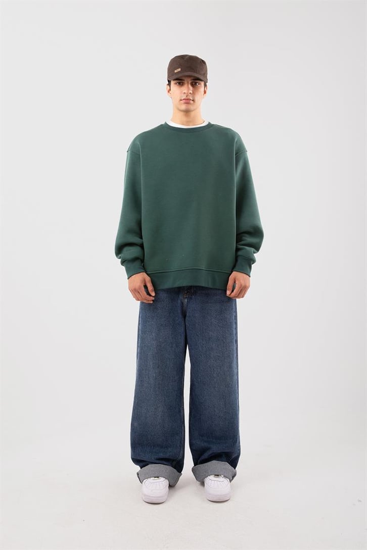 Basic Bej Oversize Sweatshirt