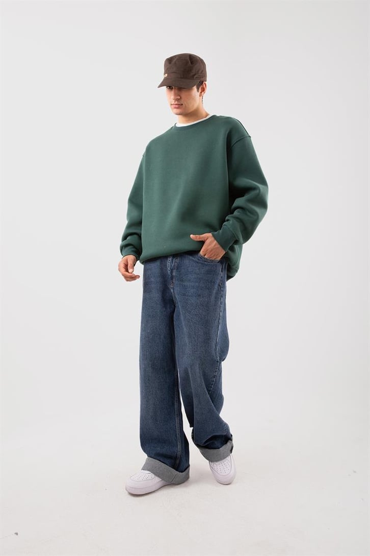 Basic Bej Oversize Sweatshirt