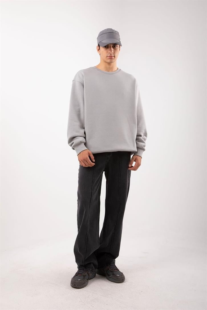 Basic Bej Oversize Sweatshirt