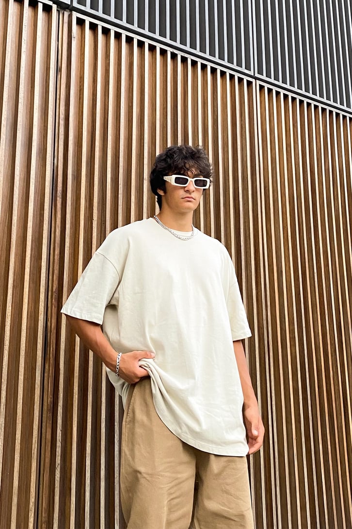 Basic Bej Oversize Tshirt