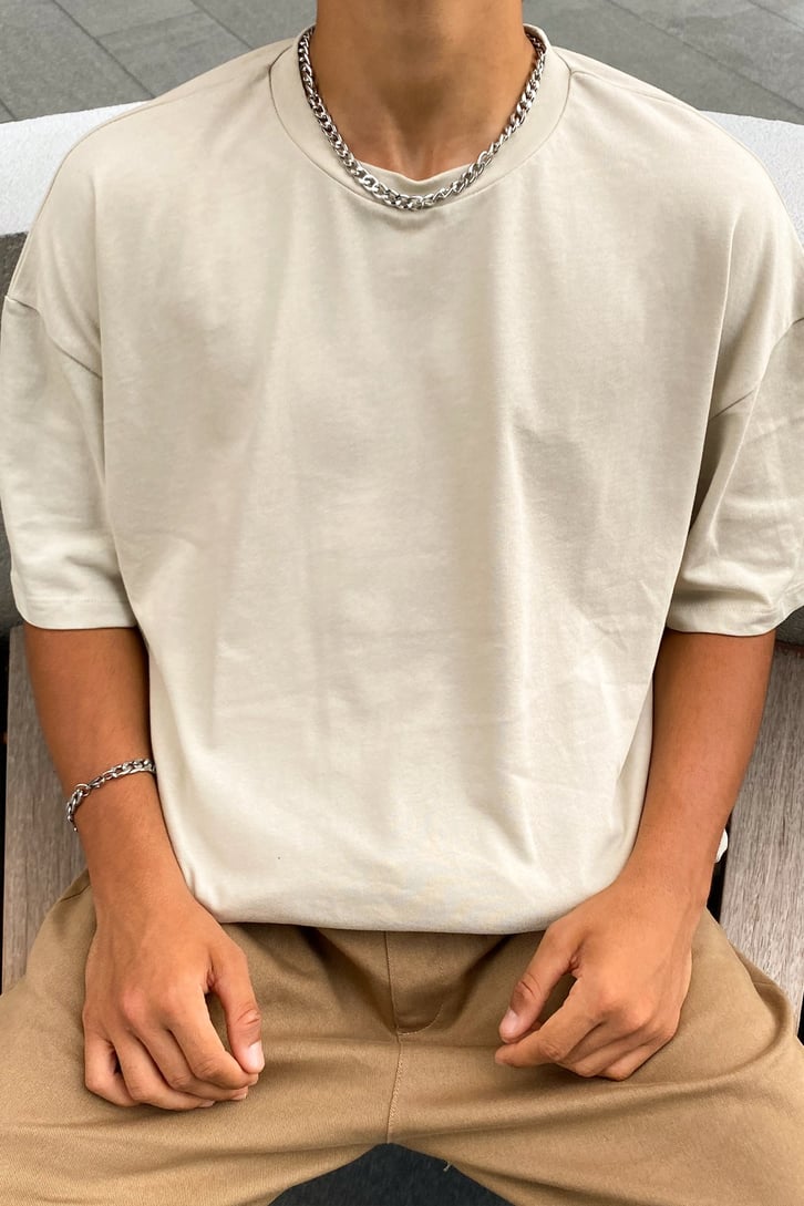 Basic Bej Oversize Tshirt