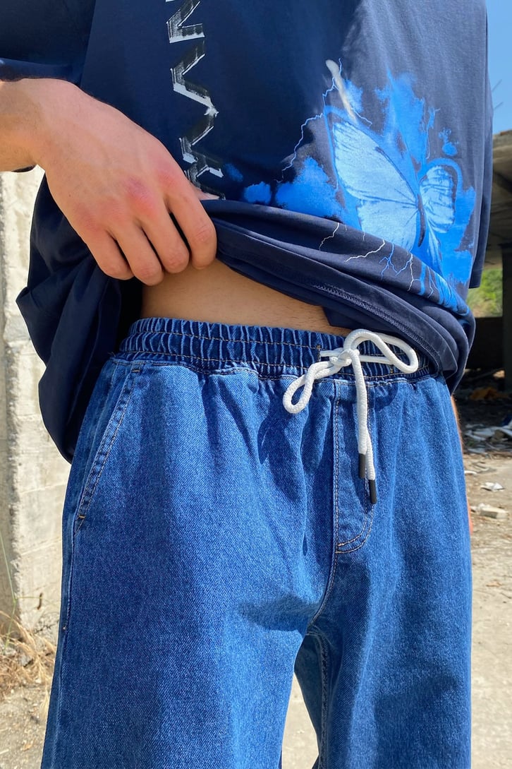 Basic Bel Lastikli Baggy Jean