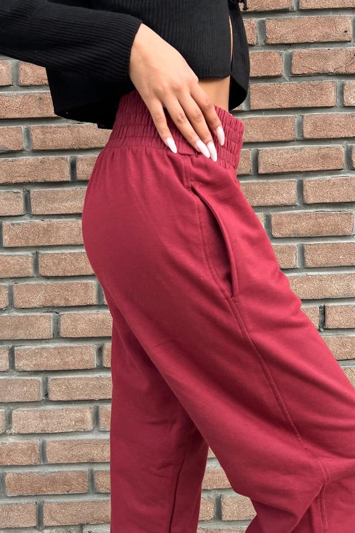 Basic Bel Lastikli Basic Bordo Eşofman Altı