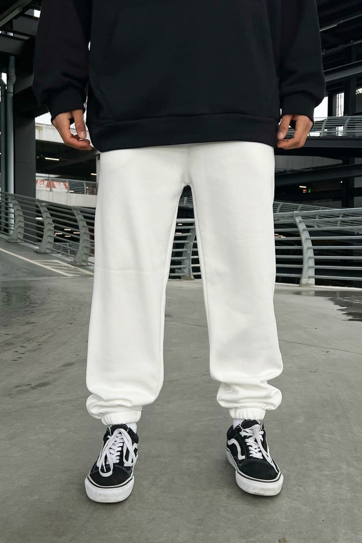 Basic Beyaz Jogger Fit Eşofman Altı
