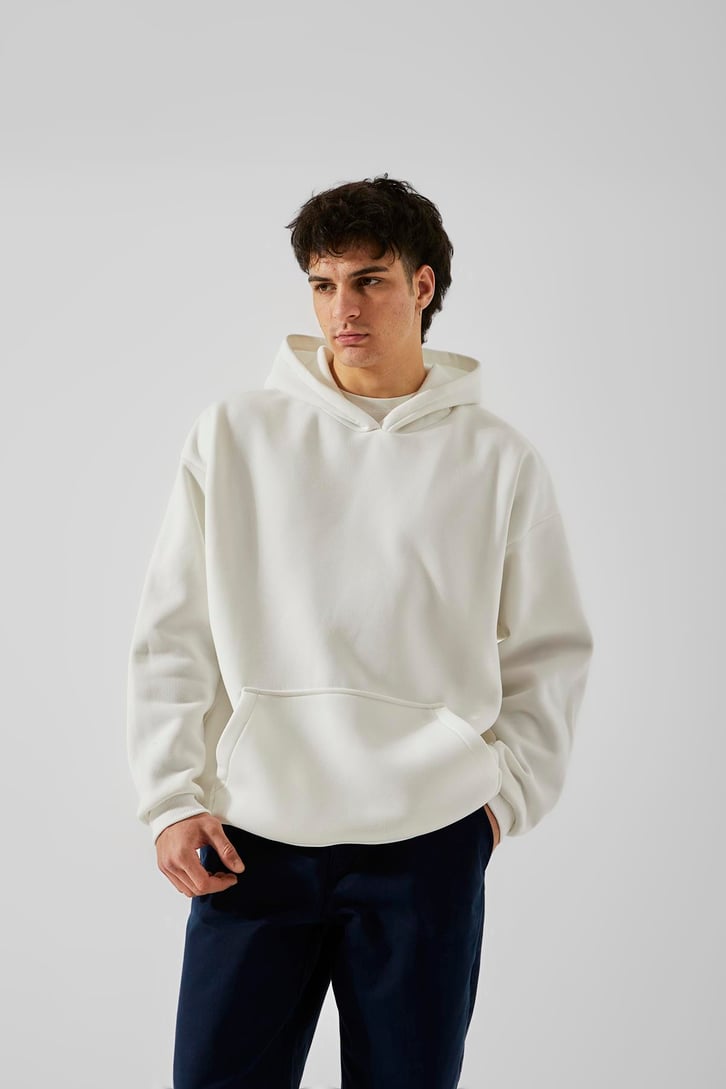 Basic Beyaz Oversize Hoodie