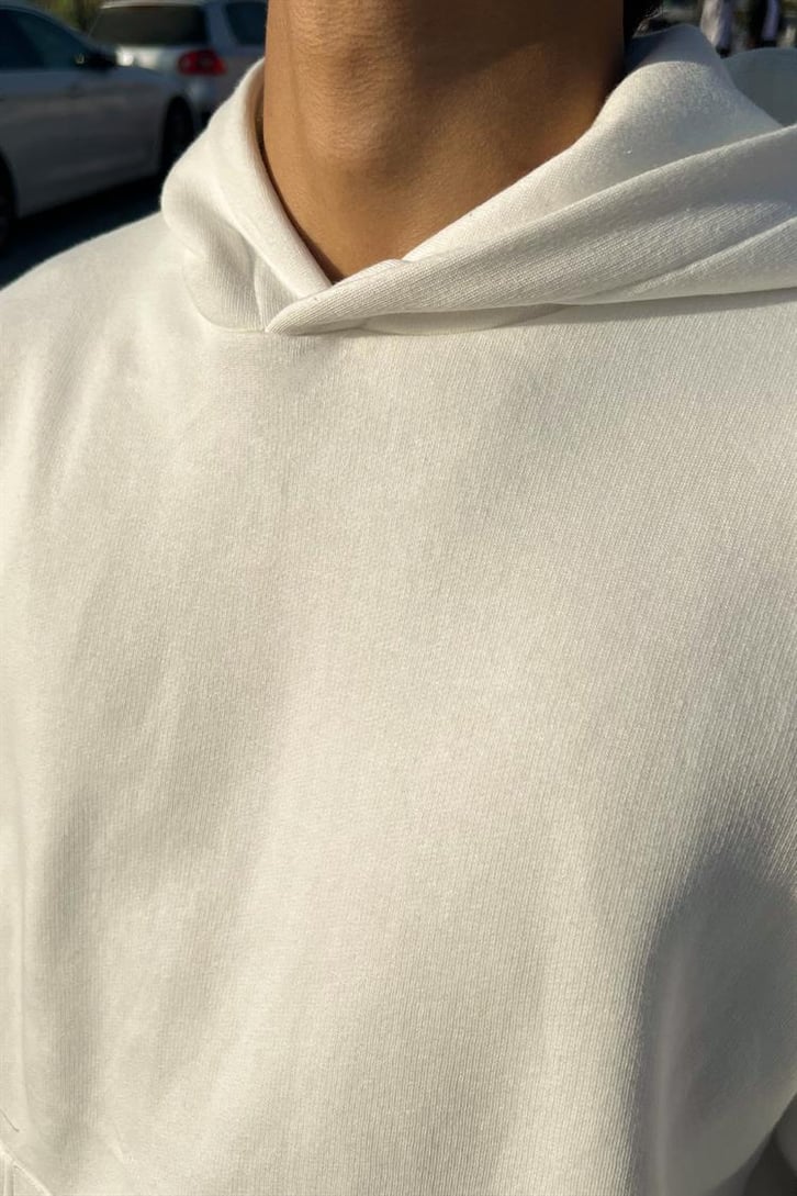 Basic Beyaz Oversize Hoodie