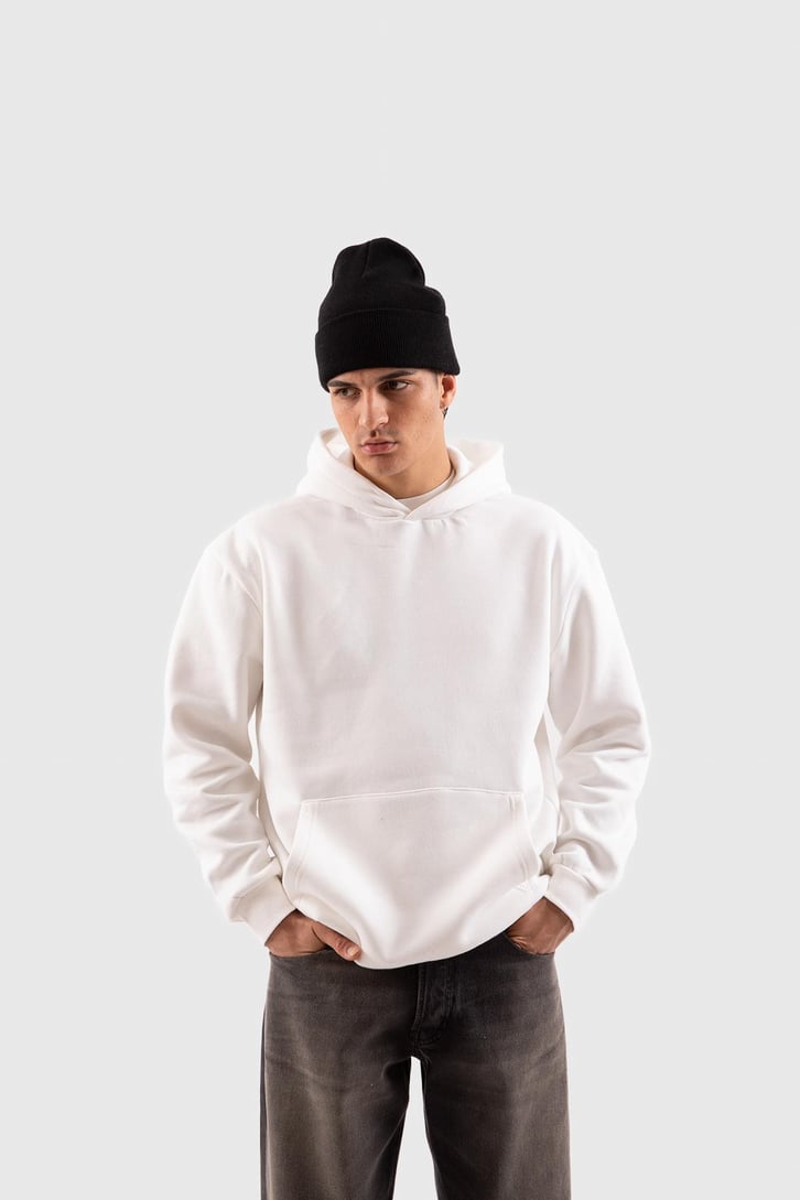 Basic Beyaz Oversize Hoodie