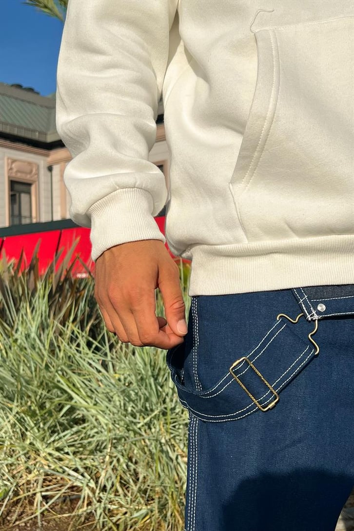Basic Beyaz Oversize Hoodie