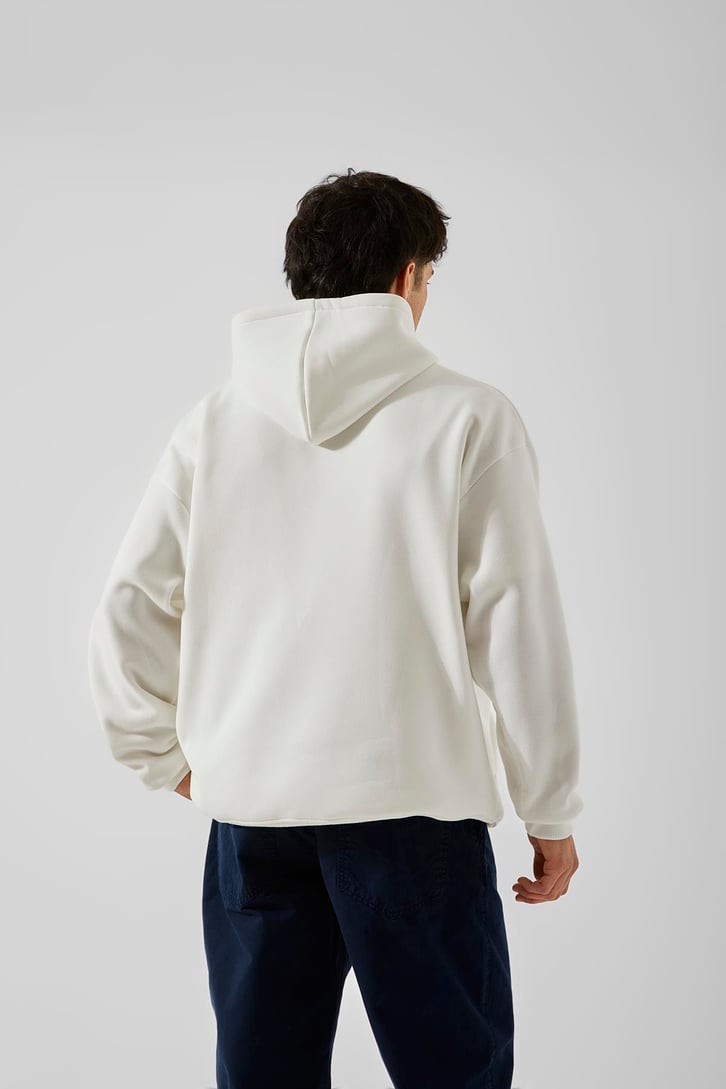 Basic Beyaz Oversize Hoodie