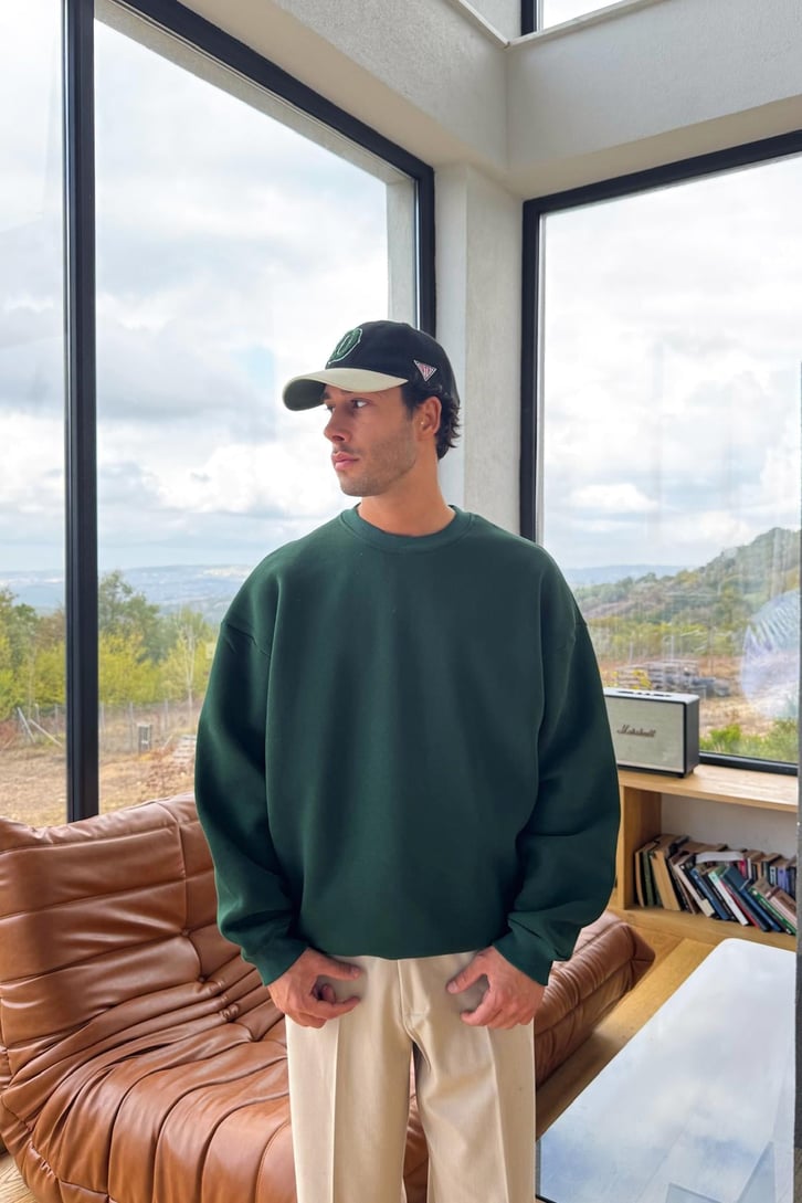 Basic Bisiklet Yaka Sweatshirt