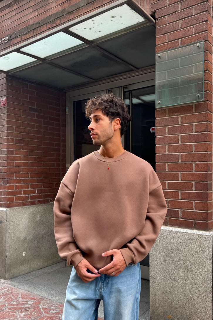 Basic Bisiklet Yaka Sweatshirt