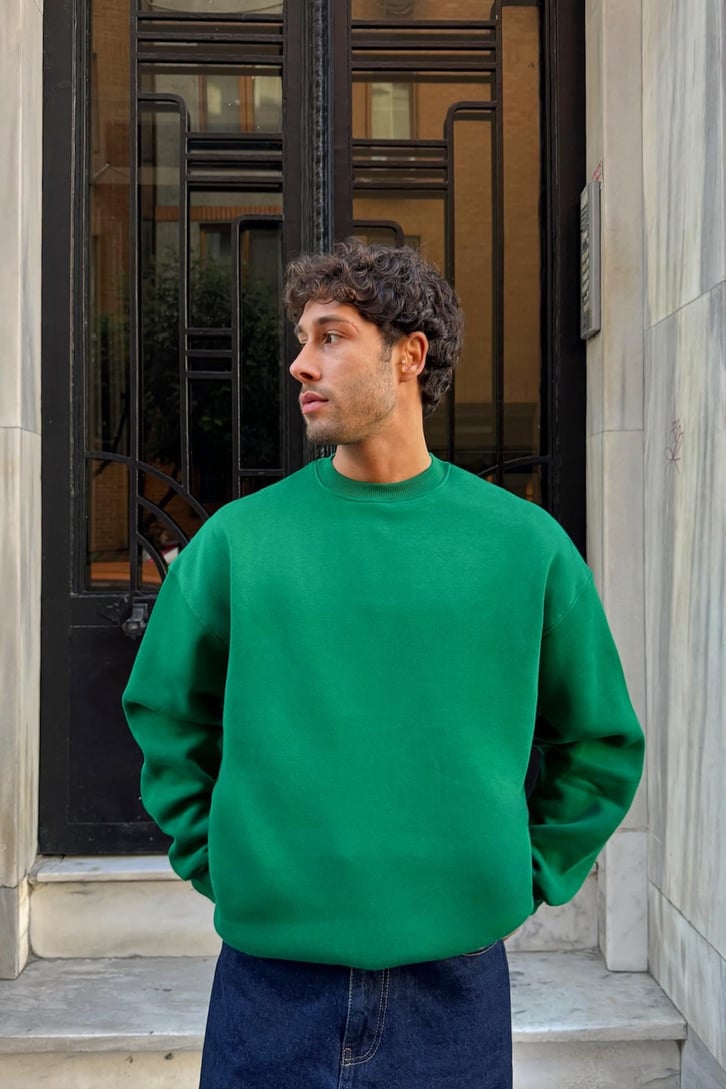 Basic Bisiklet Yaka Sweatshirt
